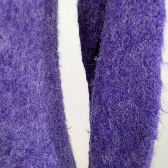 Peruvian Trading Company Cardigan Sweater M L Purple Fuzzy Collared Work Winter - Picture 10 of 10